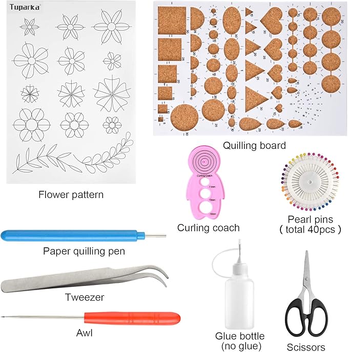 TUPARKA 15 PCS Paper Quilling Kits with 29 Colors 600 Strips Quilling Paper DIY Design Drawing Handcraft Tool