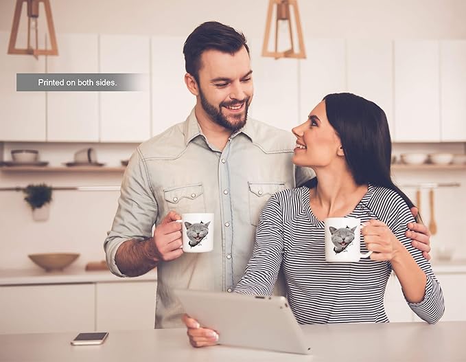 Laughing Grey Cat Coffee Mug - Ceramic Funny Coffee Mug - Perfect Cat Lover Gift - Cute Novelty Coffee Mug Present - Great Birthday or Christmas Surprise for Friend or Coworker, Men and Women (11oz)