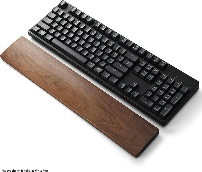 Faluber Wooden Wrist Rest, 17.3-inch Length and 20mm Thickness for Full-Sized Keyboard, Walnut Wood Palm Rest, Ergonomic Design for Mechanical Gaming Keyboard, Stain Resistant (Large, Walnut Wood)