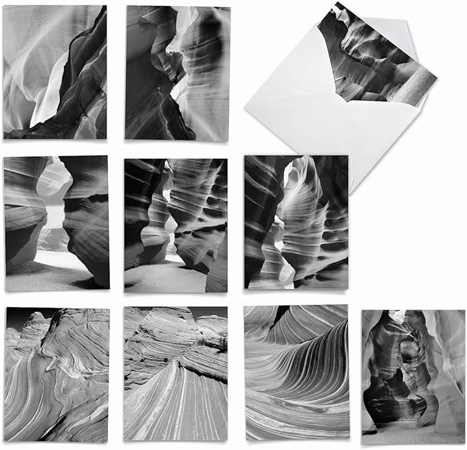 The Best Card Company - 10 Blank Note Cards with Envelopes (4 x 5.12 Inch) - Black & White Photos, Bulk Boxed Set - Free Forms M3310