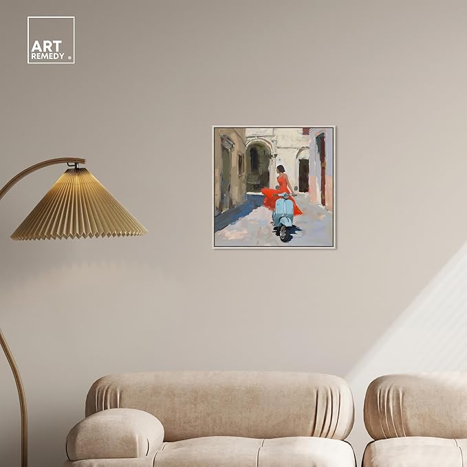 Art Remedy Venice Visits Canvas Classic Landscape Art, Silver Frame, 20" x 20"