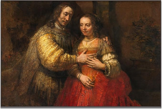 OKRA Rembrandt Canvas Wall Art Jewish Bride Poster Famous Oil Painting Print Historical Culture Illustration Modern Home Decorate Suitable for Home Classroom Wall Decoration Unframed(16x24in/40x60cm)