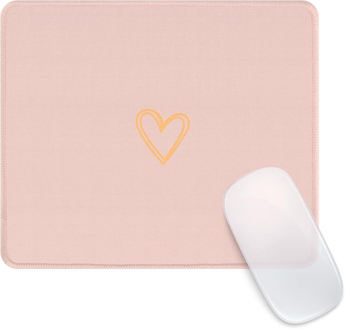 Seorsok Square Aesthetic Cute Heart Mouse Pad,Office Home Personalized Mouse Mat Design,Waterproof Funny Mousepad,Non-Slip Rubber Base Computer Mouse Pads for Wireless Mouse,Pink