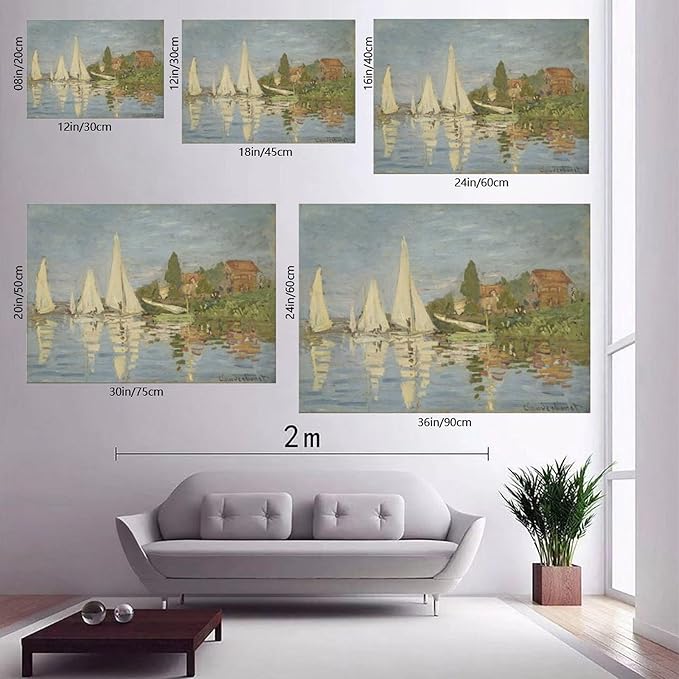 CFIOZYOS 40+ Monet Famous Print Posters Regattas at Argenteuil by Claude Monet Impressionism Art Wall Decoration Poster Family Bar Restaurant Garage Cafe Art Print Gift Frame 20×30inch(50×75cm)