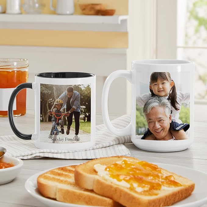 Let's Make Memories Personalized Photo Mug with Message - Custom Coffee Mug - Christmas Holiday Stocking Stuffer - 15oz - White Handle