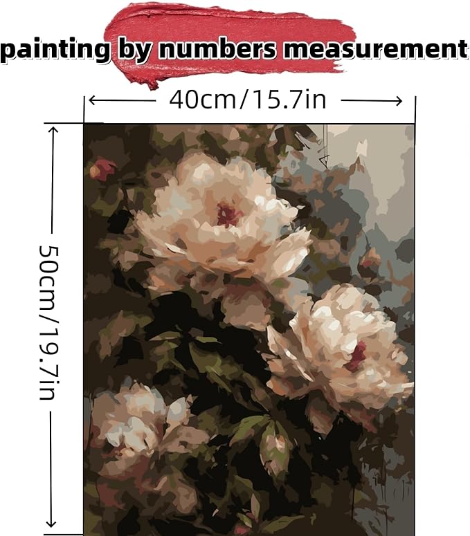 JYXSJYYD Paint by Numbers Kit for Adults Beginner,Peony Paint by Number Kits Canvas Without Framed,Flower DIY Acrylic Oil Painting Adults Paint by Numbers Kits for Home Wall Decor 16x20 Inch