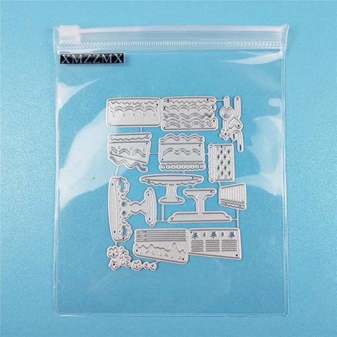 Birthday Party Cake Metal Cutting Dies for Card Making, Paper Embossing Die Cuts Kit Templates, Storage Pockets Supplies, Photo Frame Album DIY Scrapbooking Stencils Sets