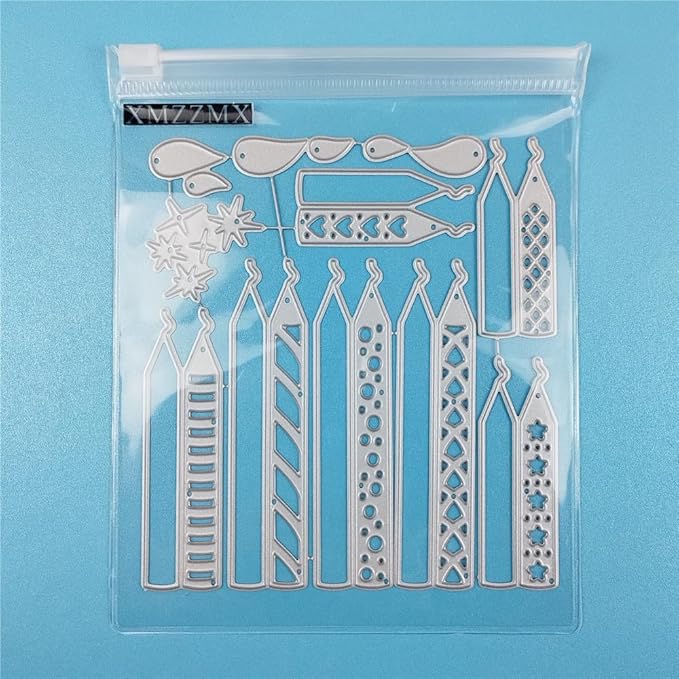 Birthday Party Candle Festival Metal Cutting Dies for Card Making, Paper Embossing Die Cuts Kit Templates, Storage Pockets Supplies, Photo Frame Album DIY Scrapbooking Stencils Sets