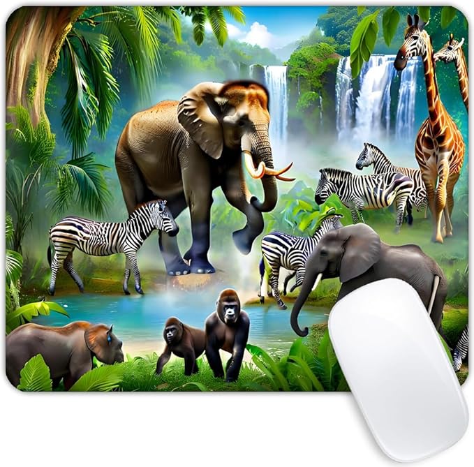 Square Mouse Pad Animal，Colorful Baby Elephant-1,Gaming Mouse Pads for Desk,Soft Computer Waterproof Non-Slip Mouse Mat