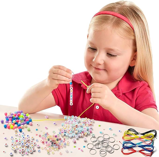 WATINC 286Pcs DIY Keychain Making Craft Kits,Beads for Jewelry Making Set Supplies with Colorful Alphabet Transparent Beads, Bag Charm Bracelets Key Ring Accessories Festival Party Favor for Women Men