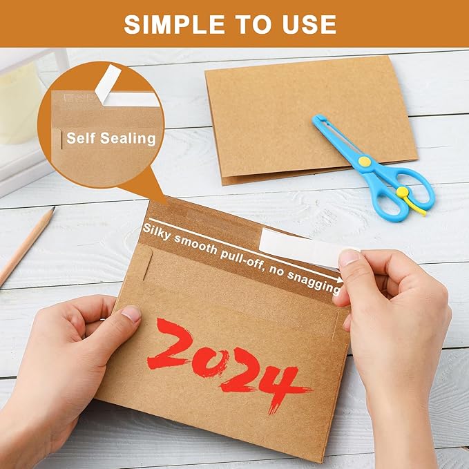 Brown Blank Cards and Envelopes 4 x 6 Heavyweight Folded Cardstock and A4 Envelopes Printable Self Seal 20 Packs for DIY Wedding Invitations, Christmas Greeting Cards, Party, Mailing