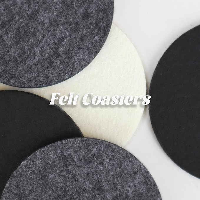 12 Pcs Felt Drink Coasters, 4 Inch Round Absorbent Felt Coasters for Drinks, Thickened Absorbent Coaster for Home Decor Coffee Tabletop Protection, Beige
