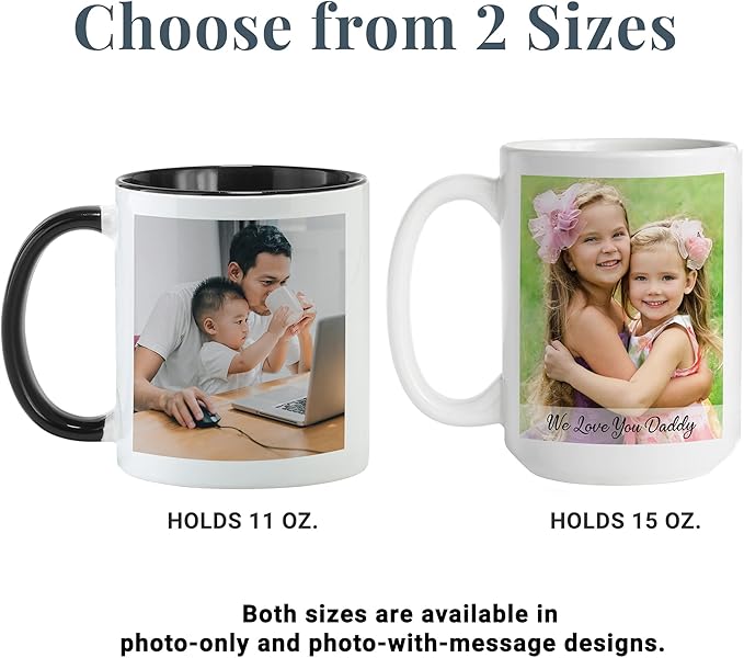 Let's Make Memories Personalized Photo Mug - Custom Coffee Mug - Christmas Holiday Stocking Stuffer - 11oz - White Handle