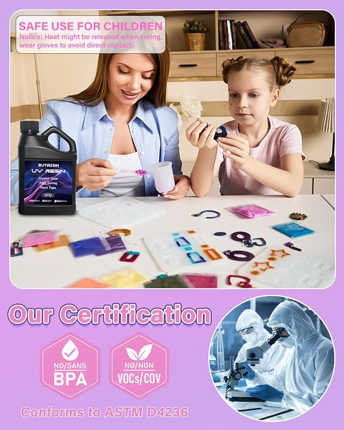 2000g UV Resin, UV Resin Clear - Fast Curing, Crystal Clear, Odourless, Low Viscosity & Hard Type, UV Resin Kit for DIY Jewelry Making, Casting, and Coating Crafts