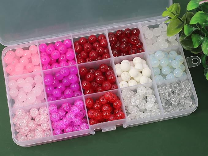 Pamir Tong 640PCS 8mm Assorted-Color Glass Beads for Jewelry Making Bracelet Durable Space Loose Round Beads for Jewelry Making Earring, Necklaces, Adult Craft Supplies