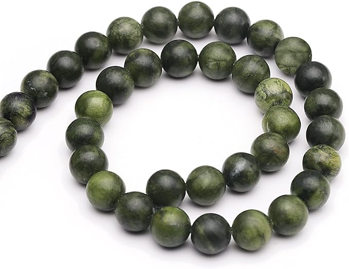 Youngbling Natural Jade Beads for Jewelry Making,6mm Green Jade Polished Round Smooth Stone Beads,Genuine Real Stone for Bracelet Necklace 15 Inch(Green Jade,6mm)
