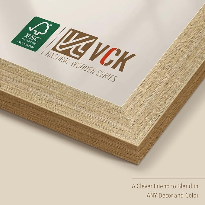 VCK 16x20 Solid Wood Poster Frames for Wall, Natural Oak Picture Frame 3 Pack, Wall Gallery Frame