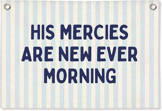 Christian Wall Art Decor, Christian Bible Verse Wall Hanging Linen Canvas Banner, Blue Inspirational Religious Decor for Living Room Bedroom Nursery Kids Room Playroom Classroom Homeschool Prayer Room, 30x20 Inch