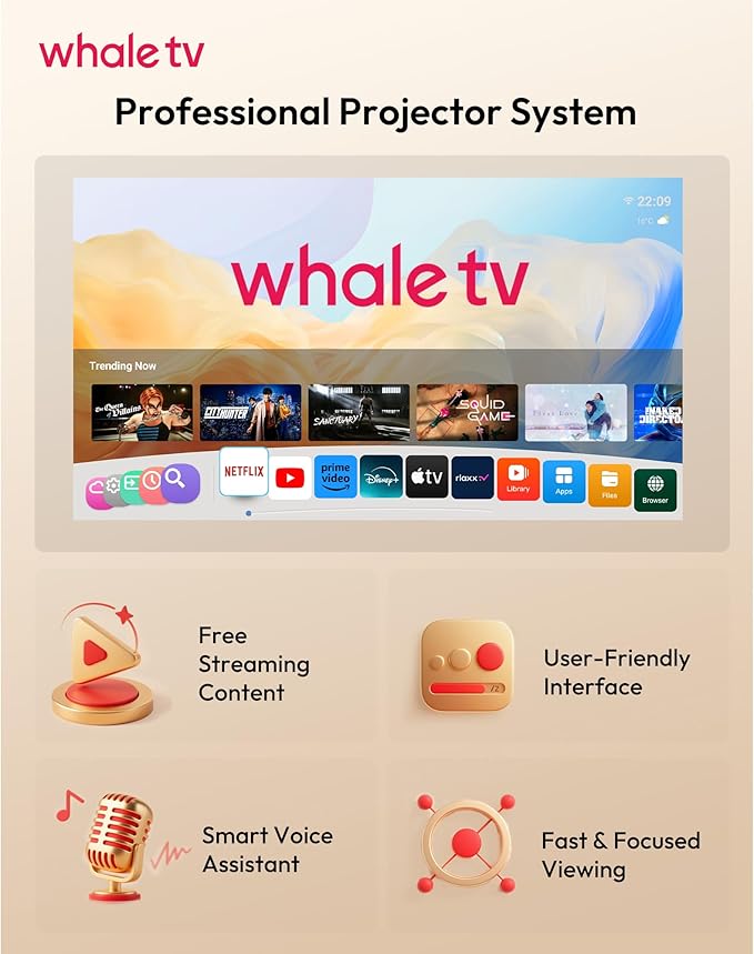 【Compatible with Netflix & Auto Focus】Xgody Gimbal N6 PRO 700 ANSI Native 1080P Smart Projector with WiFi 6 and Bluetooth, 4D Auto Keystone & Voice Controll Portable 4K Support FHD Home Projector
