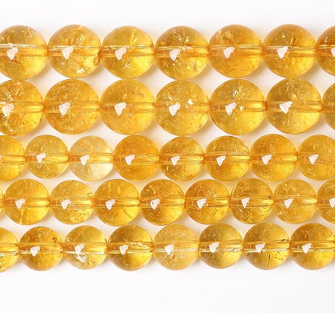 8MM 45PCS Natural Citrine Yellow Quartz Crystal Round Spacer Loose Beads for Jewelry Making 15 inches DIY Bracelet Necklace