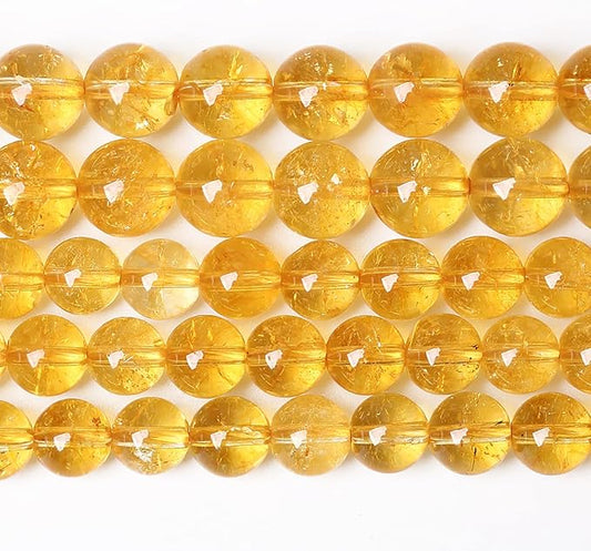 160PCS 4MM Natural Citrine Yellow Quartz Crystal Round Spacer Loose Beads for Jewelry Making DIY Bracelet Necklace