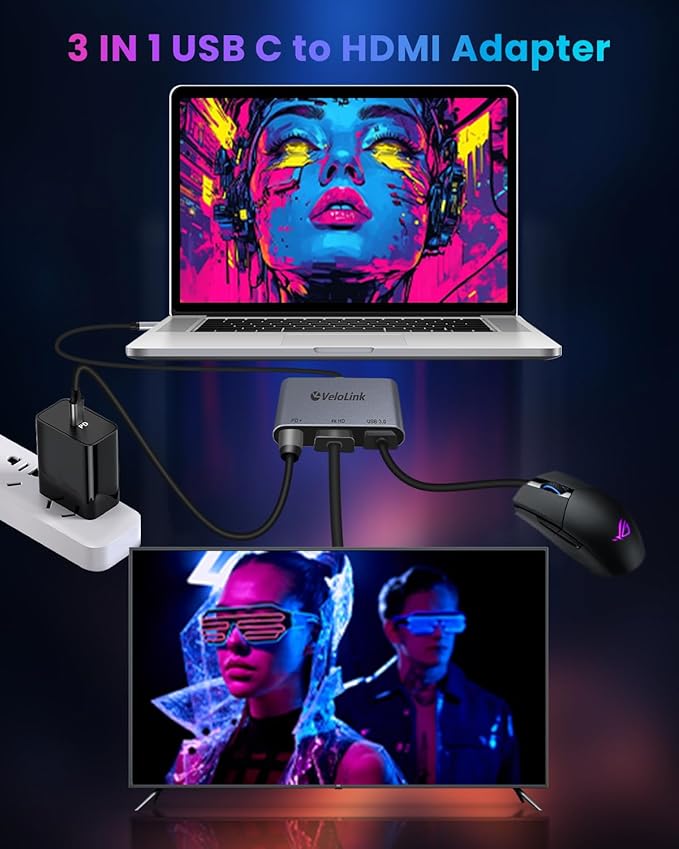 USB c to hdmi/usbc hdmi/USB-c to HD Adapter,USB c HD with PD Charger 4K30 Hz HDMI to C Adapter, USB C Hub Multiport AV Converter Compatible with MacBook,Laptops, (USBC Hdmi 4K60Hz)