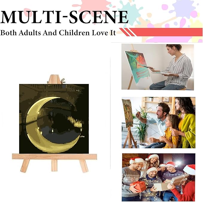 Painting by Numbers Kit for Adults Beginner,Night Bridge Moon Paint by Numbers Easy for Adults,Adult Paint by Number Kits on Canvas,Acrylic Oil Number Painting for Home Wall Decor15.7X19.7 In