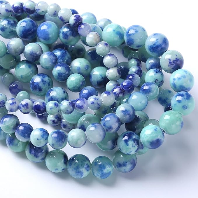 45pcs 8mm Natural Blue Green Persian Jade Stone Beads for Jewelry Making Round Loose Spacer Beads DIY Bracelets Necklaces 15" (8mm, Blue Green Jade)