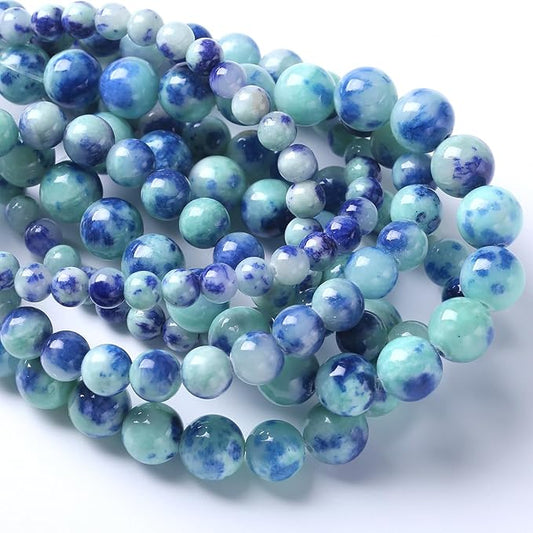 45pcs 8mm Natural Blue Green Persian Jade Stone Beads for Jewelry Making Round Loose Spacer Beads DIY Bracelets Necklaces 15" (8mm, Blue Green Jade)