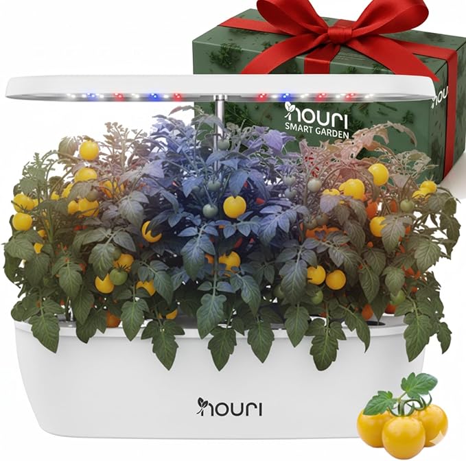 Nouri 12 pod Smart Garden for Home Cooks | w/Heirloom Salad | Hydroponics Growing System | LED Grow Lights | Indoor Herb Garden Kit | Herb Growing Kit Indoors for Plant Lovers, Gardeners, Kitchen