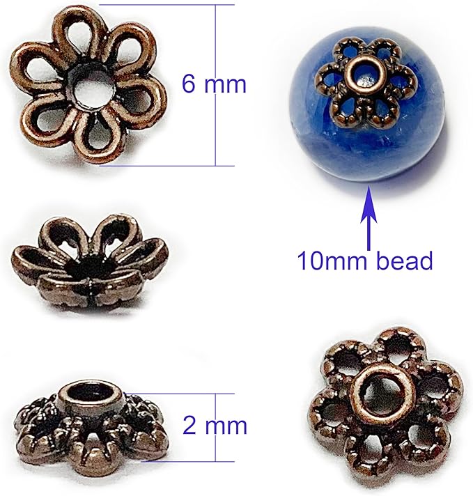 Heather's cf 500 Pieces Copper Tiny Bead Caps Findings (Fit 8mm 10mm Round Beads) for Jewelry Making