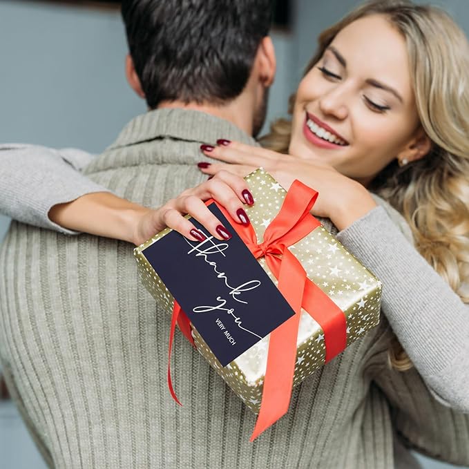 NESCCI 100 PCS Thank You Cards With Envelopes and Stickers，Classy 4x6 Blank Thank You Cards,Thank YouNotes for Wedding, Small Business, Baby & Bridal Shower (Navy Blue)