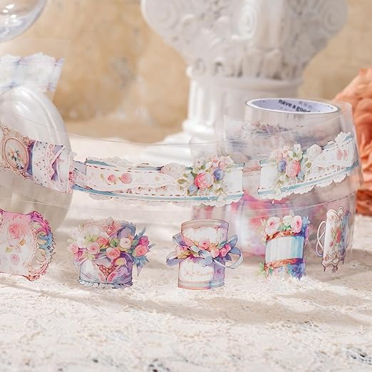 Romantic Silk Road PET Tape Set, 6 Rolls of Vintage Ephemera for Junk Journaling, Scrapbooking, Crafting, DIY Projects, Diaries, and Art Supplies