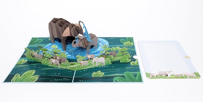 Elephant Pop Up Card for Mom,6"x 8" Mother Birthday from Daughter, Son, Husbands, Mothers Day Card, 3D Popup Anniversary Greeting Card for Women, Wife