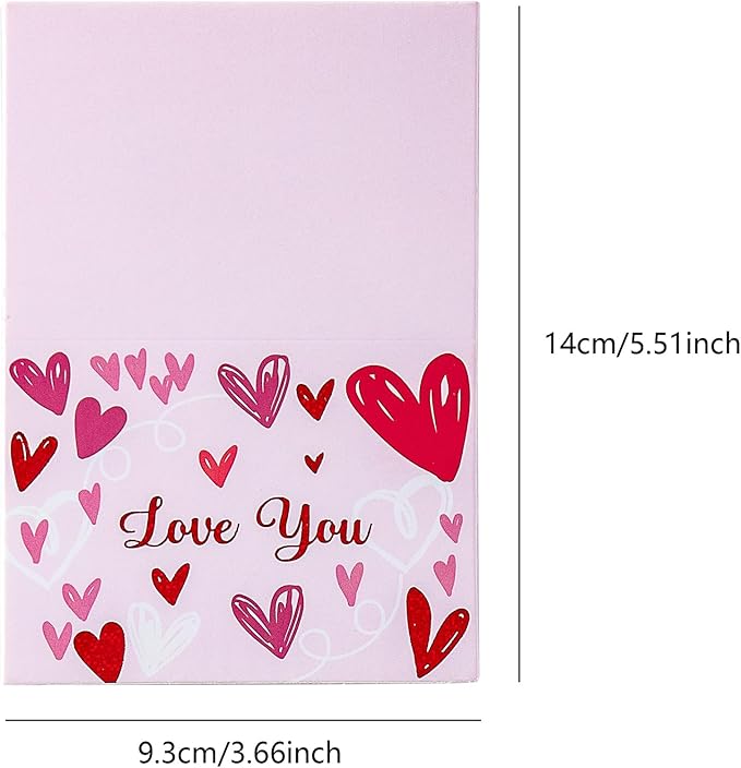 Couples Romantic Heartfelt Paper Love Cards Set 6 Mini Greeting Notes with Envelopes, Express Affection for Any Occasion