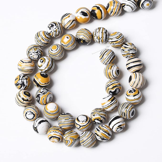 120pcs 6mm Natural Yellow Malachite Beads Round Loose Spacers Beads for Jewelry Making DIY Bracelets Necklace 2 Strand 32"