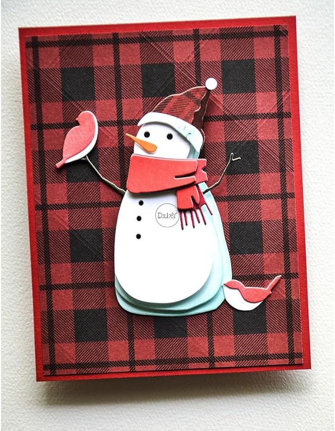 DzIxY Christmas Patchwork Snowman Scarf and Hat Metal Cutting Dies for Card Making Kit Embossing Paper Die Cuts Set Scrapbook Stencils Supplies Machine Templates