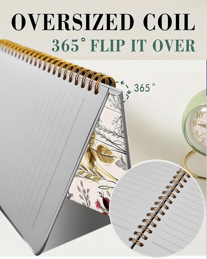Spiral Journal Notebook,A5 Hardcover Lined Journals for Women 6 x 8.3 in,60 Sheets 120 Pages Thick Paper,Cute College Ruled Writing Notebook for Office Work School(Retro Garden Flag)