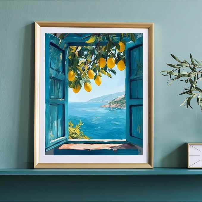 BYGFHLYW Paint by Numbers Kit for Adults Beginners, Window Lemon Landscape Easy Adult Paint by Number Kits On Canvas, DIY Acrylic Oil Painting Kits for Home Wall Decor 16x20Inch