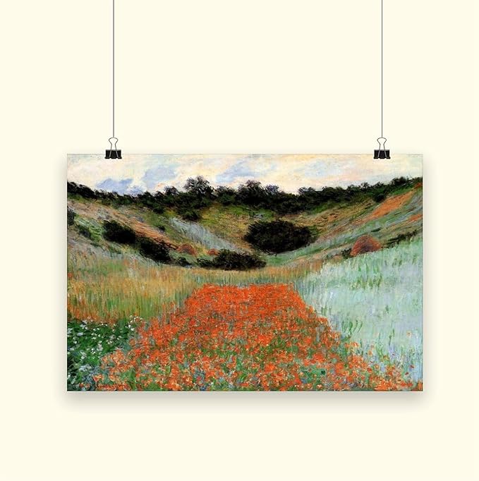 40+ Monet Famous Print Posters Poppy Field in A Hollow near Giverny by Claude Monet Impressionism Art Wall Decoration Poster Family Bar Restaurant Garage Cafe Art Print Gift Unframe 16×24inch(40×60cm)