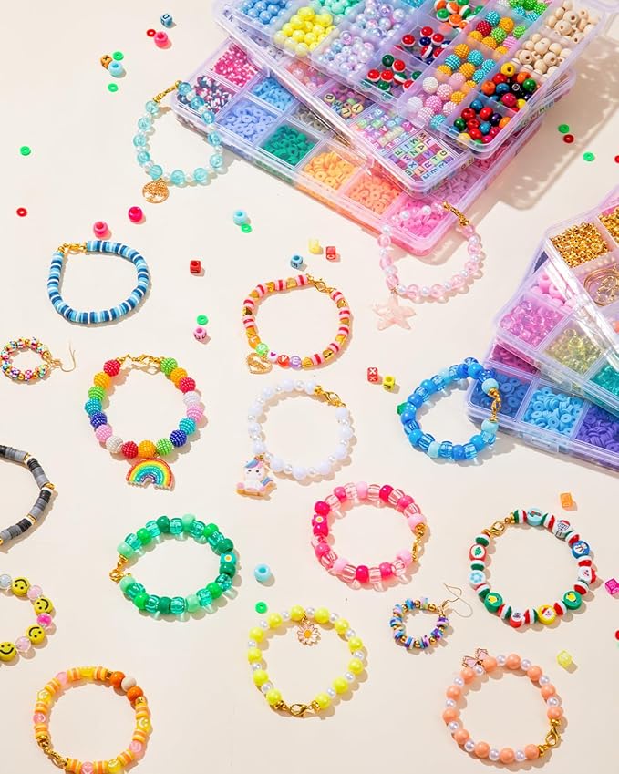 Taybonds DIY Friendship Bracelet Making Kit for Kids – 6 Boxes Jewelry Crafts Beads with Pony, Clay, Letter Beads, Charms & Complete Jewelry Making Tools – Gift for Girls Age 6+