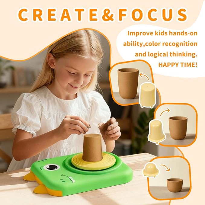 Skirfy Pottery Wheel for Kids - Arts and Crafts for Kids Ages 8-12,Complete Pottery Painting Kit Arts with Clays Mold,Art Supplies Toys for Girls Boy Birthday Gift for 6+,Christmas Gifts for Grandkids
