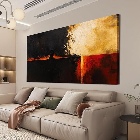 Canvas Wall Art Decor Large Wall Art Pictures For Living Room Black Red Vintage Wall Art Decor Abstract Art Work Decoration Modern Abstract Wall Art Prints For Bedroom Office Home Wall Decor 29" x 58"