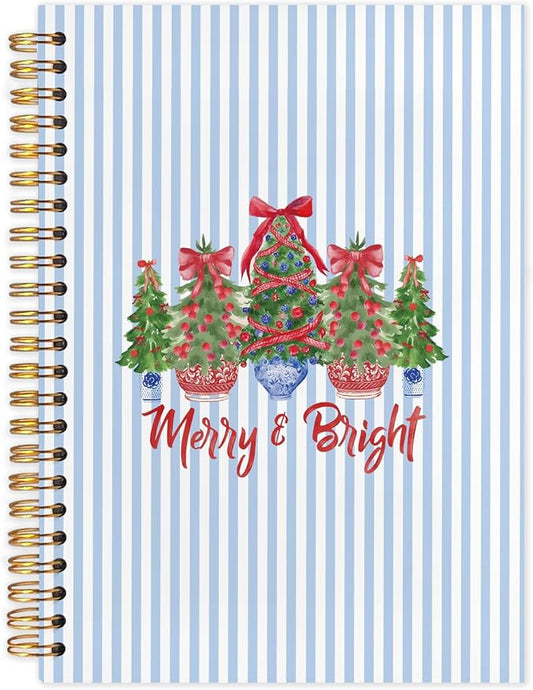 Chinoiserie Christmas Spiral Notebook, Coquette Red Bow Grandmillennial Christmas Journal for School Office Supplies, Preppy Xmas Aesthetic Holiday Hardcover Journal 5.5x8.3 Inch