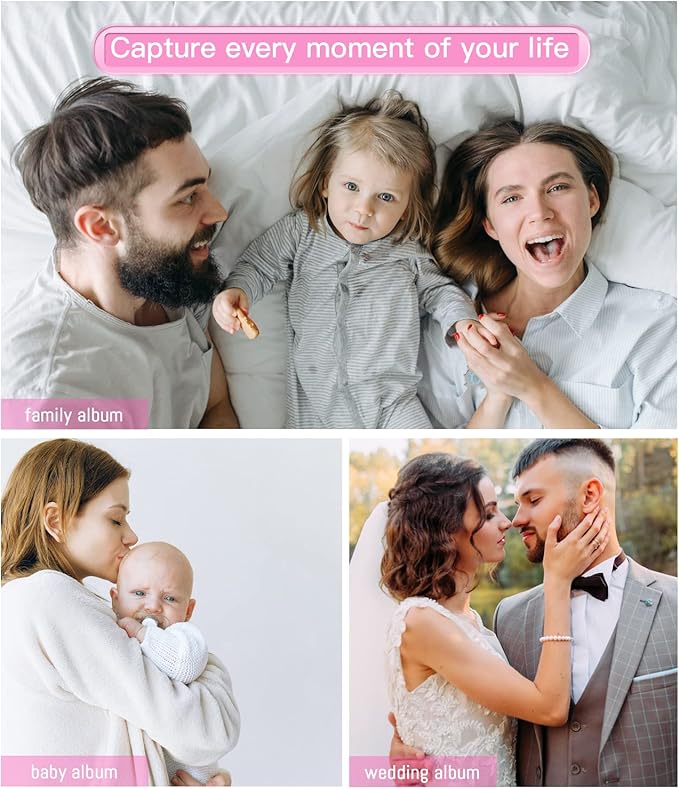 popotop Photo Album Self Adhesive with Picture Display Window,40 Pages DIY Scrapbooking Supplies Kit for 4x6 8x10 Picture,Linen Cover Memory Book for Baby Wedding, with Scraper and Metallic Pen