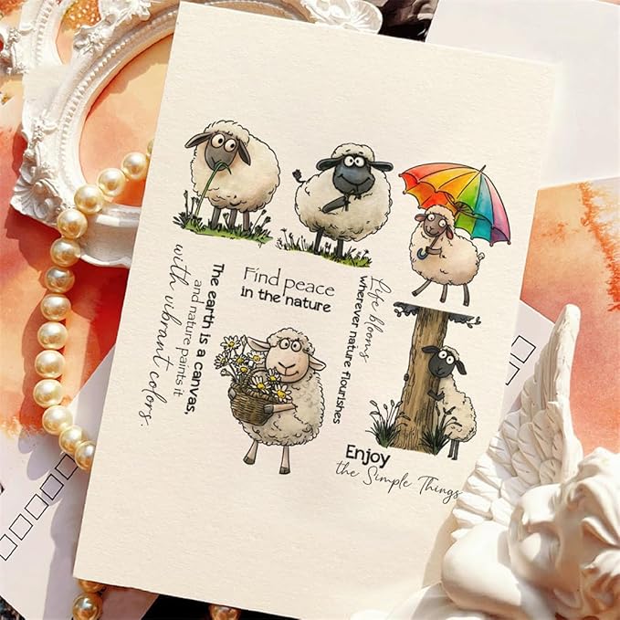 Sheep Eating Grass Stamps and Cutting Dies for Card Making DIY Transparent Silicone Clear Stamp and Metal Die Cuts Sets for Scrapbooking Paper Greeting Cards Decor Seals Craft Supplies