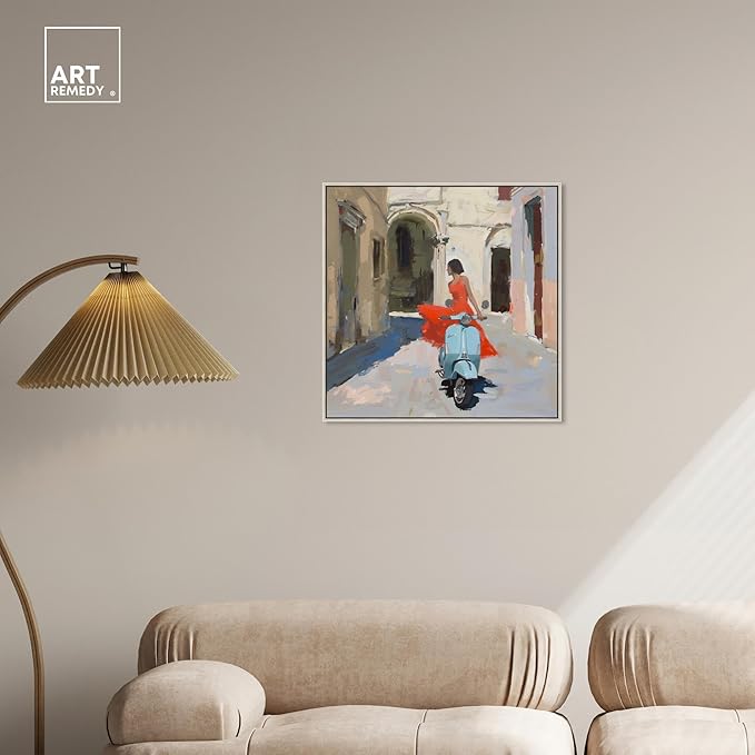 Art Remedy Venice Visits Canvas Classic Landscape Art, Silver Frame, 24" x 24"