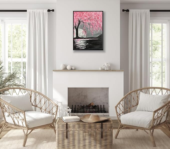 CSZPPQAF Paint by Numbers Kit for Adults Beginner, Cherry Blossom Tree Adult Paint by Number Kits on Canvas,DIY Acrylic Watercolor Easy Oil Painting Kit for Home Wall Decor 16X20inch
