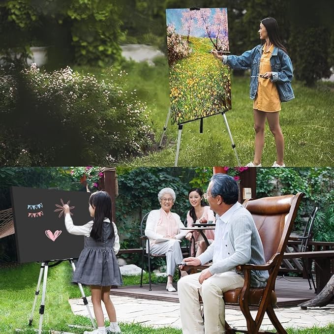 Art Easel Stand for Painting and Sign - RRFTOK Aluminum 66 Inch Metal Tripod Adjustable Portable Easels for Display - Canvas Stand for Table Top Floor Drawing for Artists Adult Holder or Teen