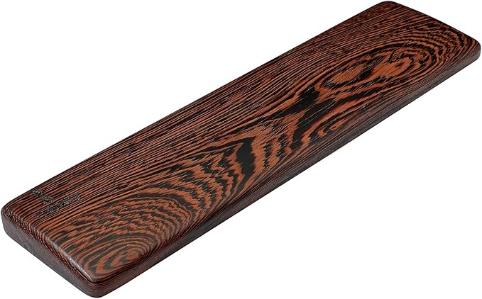 Wooden Keyboard Wrist Rest and Mouse Pad - Solid Wood Palm Rest Guard for Keyboard, Wenge Wood, 17.3in